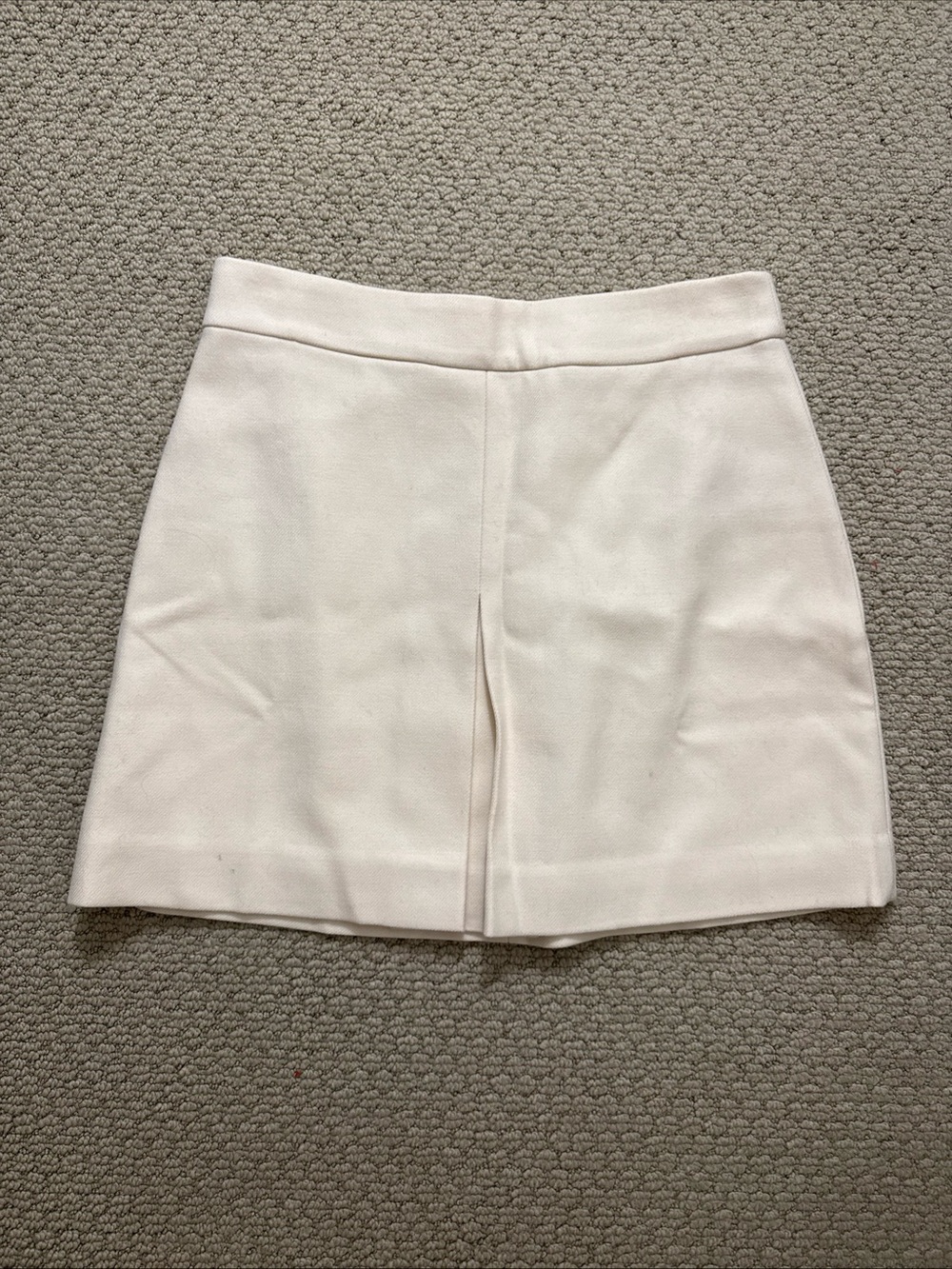 J Crew ivory box pleat wool mini skirt 8